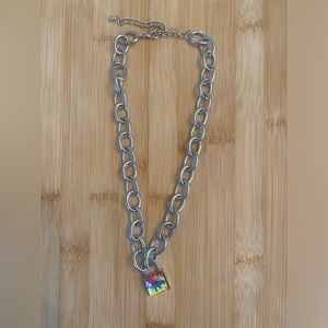 Tie Dye Lock Silver Necklace